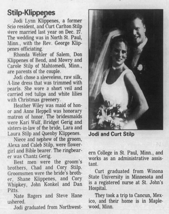 Stilp-Klippenes Wedding ALBANY,OR Dec.12.1998
